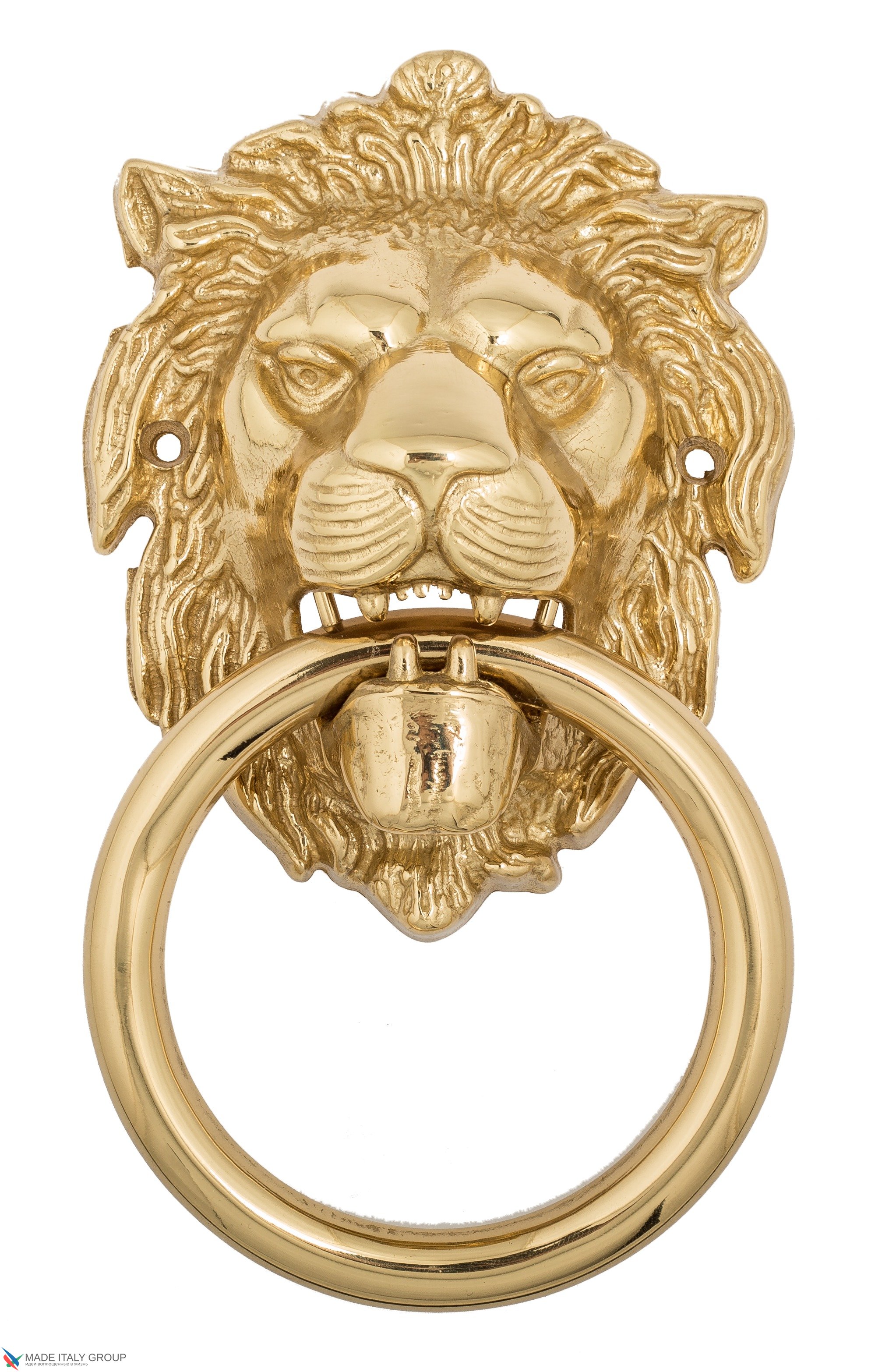 Дверная стучалка Venezia "LEONE" 190x110 полированная латунь