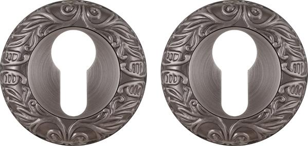 Накладка дверная с круглым основанием под цилиндр Fuaro ET SM AS-3 античное серебро