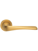 Ручка дверная Morelli Luxury LE MANS R2 OSA раздельная на круглой розетке, цвет матовое золото, латунь