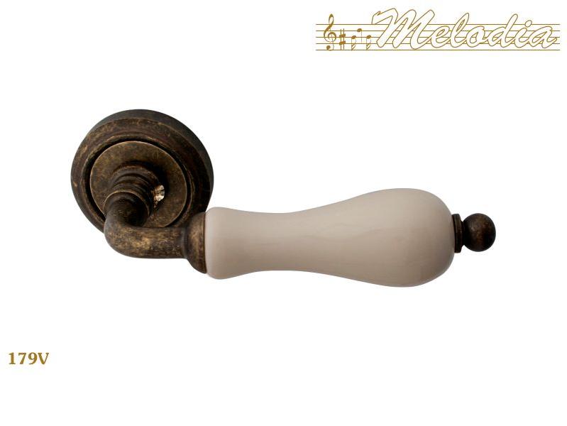 Ручка дверная межкомнатная Melodia 50V Ceramic 179V+керамика беж. Античная бронза