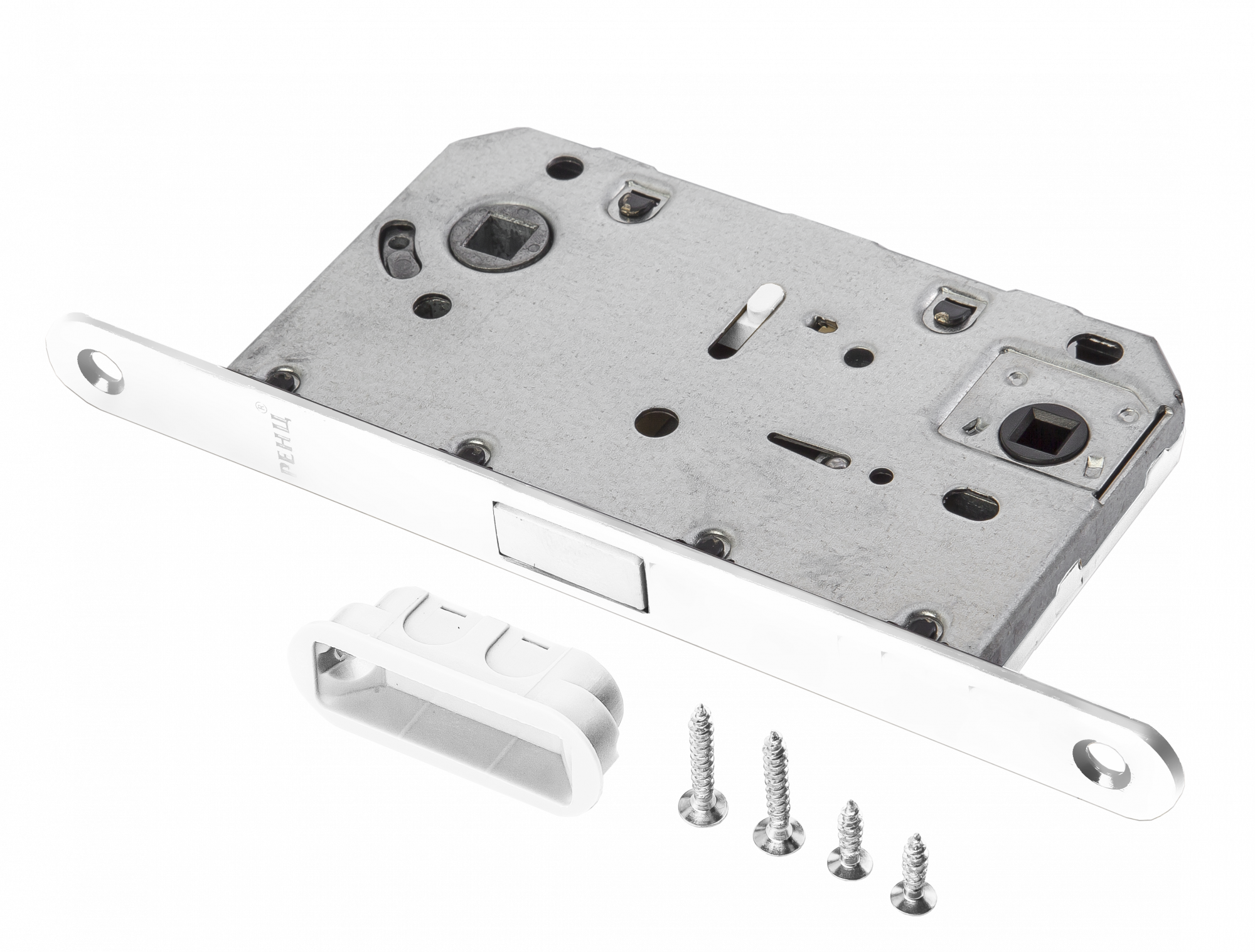 Защелка сантехническая магнитная RENZ INLBM 5096 pl White с пластиковой ответной планкой, белый