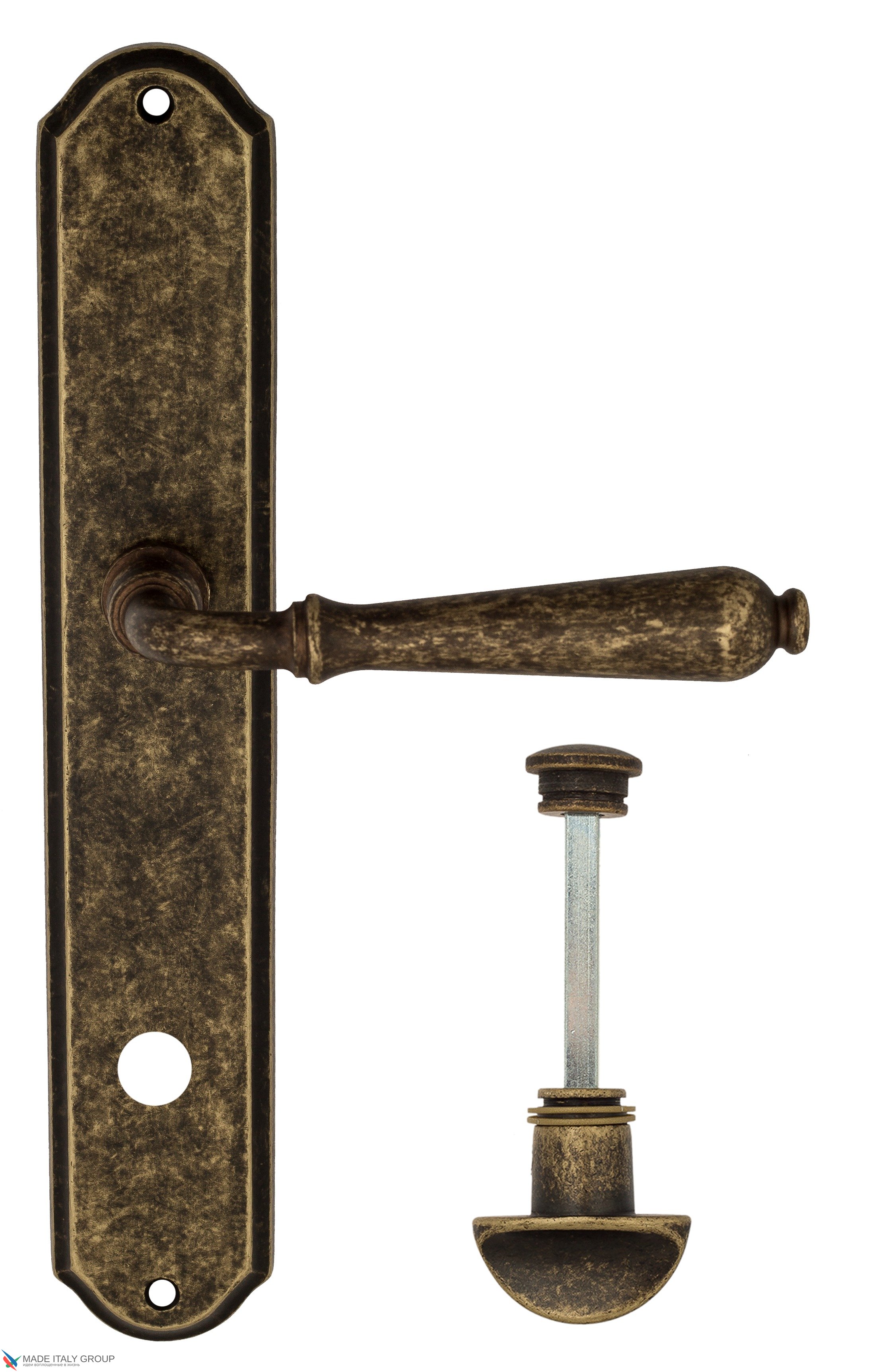 Дверная ручка Venezia "CLASSIC" WC-2 на планке PL02 античная бронза