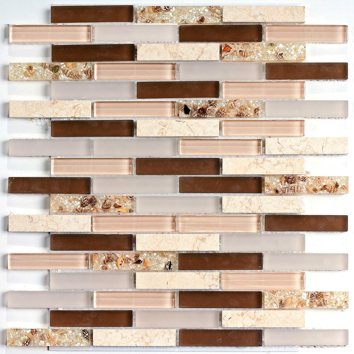 Мозаика Bonaparte стекло с камнем Shell Stone 8х15х73 30х30
