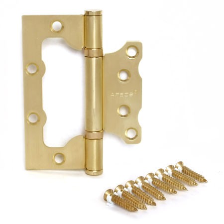 Петля стальная накладная дверная без врезки Apecs 100*75*2,5-B2-Steel-GM матовое золото