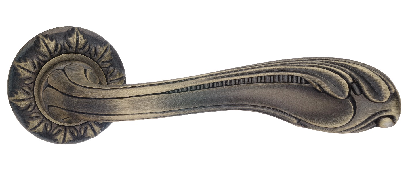 Ручка дверная Classic RENZ INDH 64-10 MAB "Фабриано", бронза ант. мат, декорат.роз.