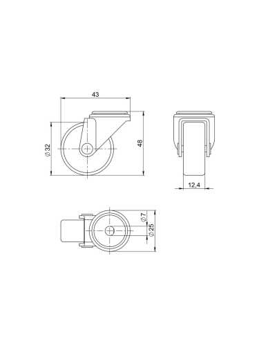 Опора Ajax (Аякс) колесная WL/B-30P/15kg пластик, под винт M6
