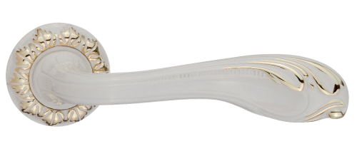 Ручки дверные RENZ INDH 64-10 W/GP Фабриано белый/латунь блестящая