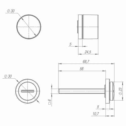 Завертка дверная сантехническая BK6.R.ART30 BL-26 черный
