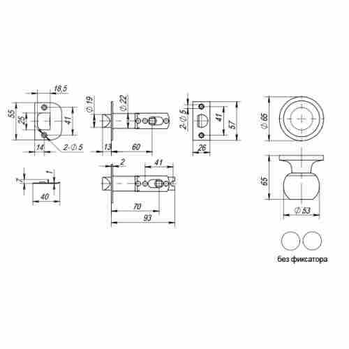 Ручка защелка 6072 BL-P (без фик.) черный