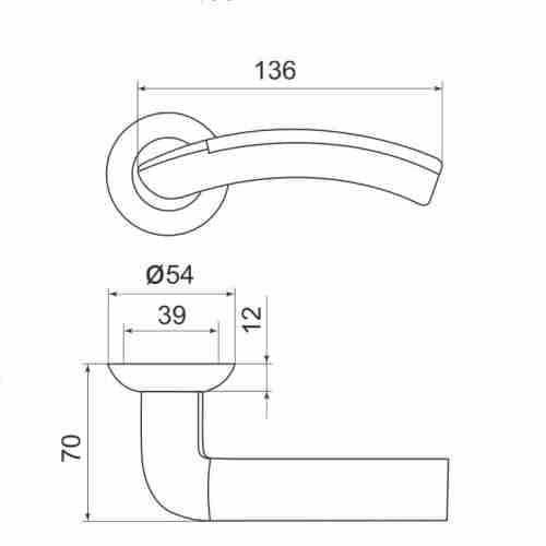Комплект на 4 двери - Ручка Armadillo раздельная R.LD54.Libra27 (Libra LD27) SN/CP-3 матовый никель/хром