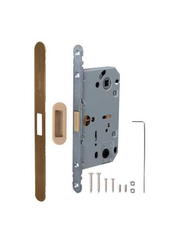 Замок дверной магнитный Armadillo (Армадилло) WC с ответной планкой GRAVITY.PRO G01.196.50.96 AB бронза