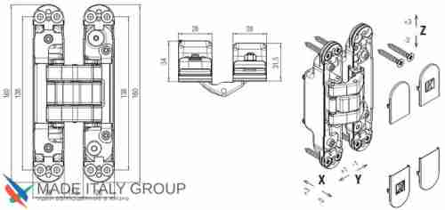 Kubica K8080 ATOMIKA KARAKTER DXSX, NO петля скрытая универсальная ЧЕРНЫЙ (100 kg)