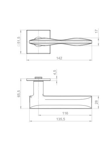 Ручка Armadillo (Армадилло) раздельная K.YM.BANOFFE FSG-39 флор. Золото