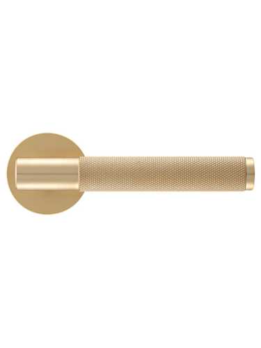 Ручка дверная Morelli AZRIELI MH-57-R6T MSG раздельная на круглой розетке 6 мм, цвет - мат. сатин. золото, ЦАМ Light