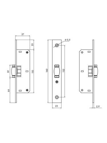 Защелка врезная ролик LR-155B СP-хром