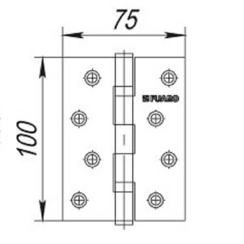Комплект 10 шт. - Петля дверная стальная универсальная Fuaro 2BB 100x75x2,5 AB (бронза)
