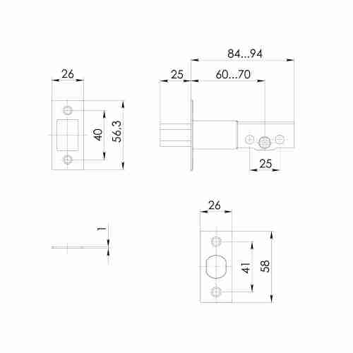 Замок Ajax (Аякс) врезной DK.002 BK SN мат.никель