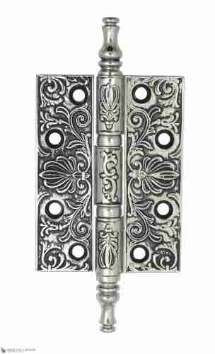 Дверная петля универсальная латунная с узором Venezia CRS011 102x76x4 полированный хром + черный