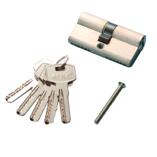 Цилиндр RENZ INCC 60 SN 60 мм К-К, компьютерный ключ, никель матовый
