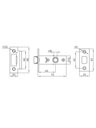 Защелка врезная LP45-8 CP Хром