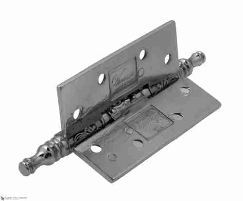 Дверная петля универсальная латунная с узором Venezia CRS011 102x76x4 полированный хром + черный