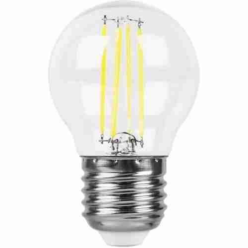 Лампа светодиодная филаментная Feron E27 5W 2700K Шар Прозрачная LB-61 25581