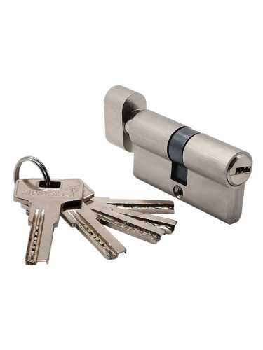 Ключевой цилиндр высокой секретности Morelli HS 60CK SN с заверткой (60мм 25+10+25), цвет - матовый никель