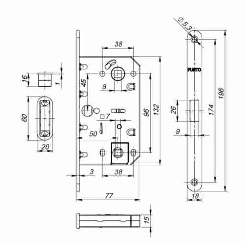 Замок дверной магнитный Punto ML96WC-50 CP (хром)