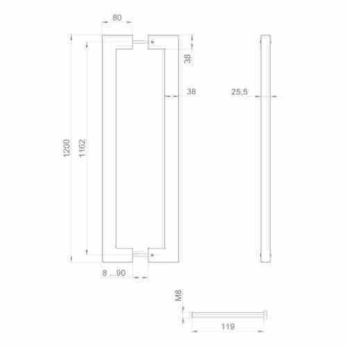Ручка-скоба Fuaro (Фуаро) PULL.PH38/1200.26 INOX 304 (PH-26-38/1200-INOX) BLACK