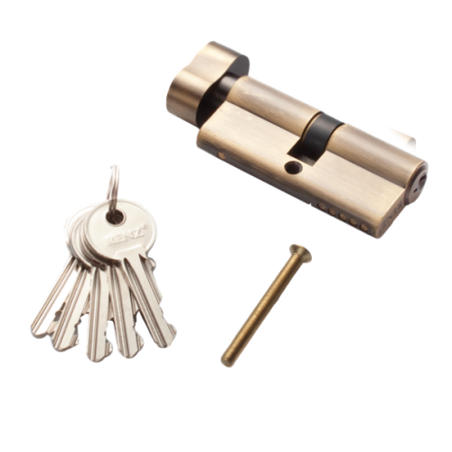 Цилиндр RENZ INCS 70-H AB 70 мм К-З, стандартный ключ, бронза античная