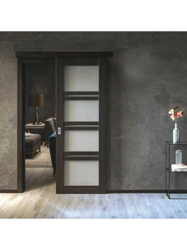 Комплект фурнитуры для раздвижной двери Morelli SLIDING SET 1 до 40kg, одностворчатый, крепление на уголки 500-1000мм, стопор-довод, декоративный профиль