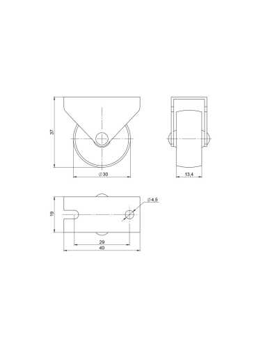 Опора Ajax (Аякс) колесная прямоходная WL/R-30P/20 kg BL пластик черный