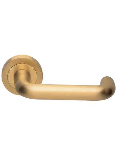 Ручка дверная Morelli Luxury IRIS R2 OSA на круглой розетке, цвет матовое золото, латунь