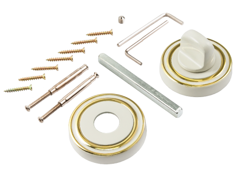 Завертка к ручкам RENZ INBK 16 W/GP белый/латунь блестящая