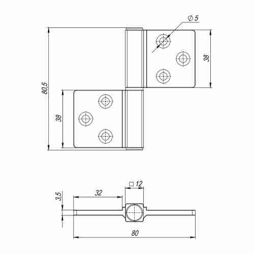 Комплект 10 шт. - Петля Armadillo (Армадилло) универсальная флажковая FL.IN3800.US BL черный