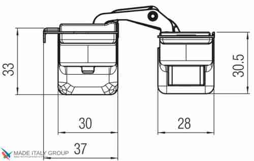 Kubica HYBRID 6360 45 OL петля скрытая универсальная асимметричная, цвет ЗОЛОТО (60 kg)