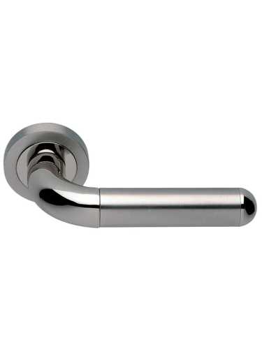 Ручка дверная Morelli Luxury GAVANA R2 NIS/NIK раздельная на круглой розетке, цвет матовый никель/никель, латунь