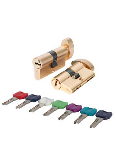 Цилиндровый Punto (Пунто) механизм MaxPro7002Knob60mm(25+10+25) SSG сатин.золото 7key с вертушкой