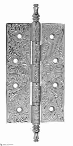 Дверная петля универсальная латунная с узором Venezia CRS012 152x89x4 полированный хром