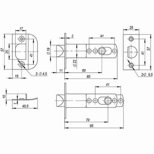 Ручка защелка 6010 BL-E (кл./фик.) черный