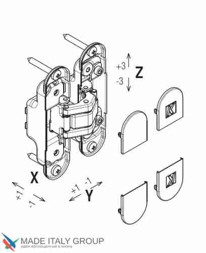 Kubica K8000 ATOMIKA DXSX, BI петля скрытая универсальная БЕЛЫЙ (60 kg)