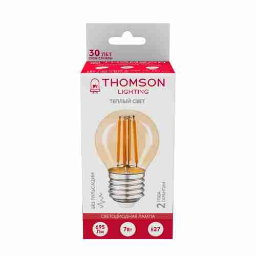 Лампа светодиодная филаментная Thomson E27 7W 2400K шар прозрачная TH-B2126
