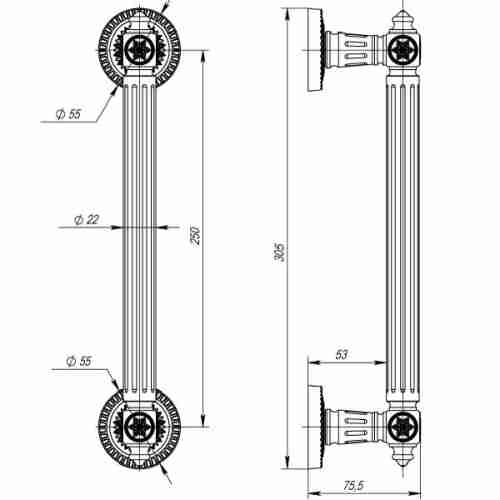 Комплект на 1 дверь - Ручка-скоба Armadillo Matador PULL CL BB-17 Коричневая бронза