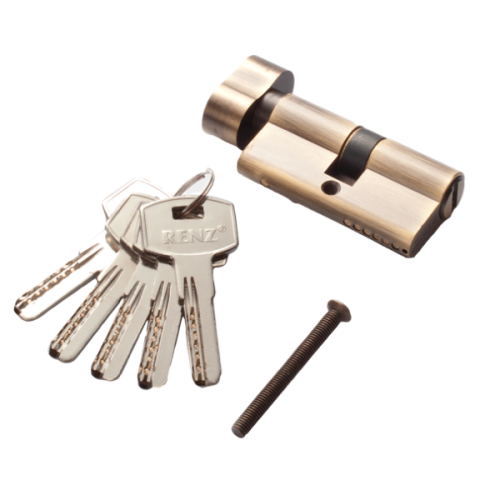 Цилиндр RENZ INCC 60-H AB 60 мм К-З, компьютерный ключ, бронза античная