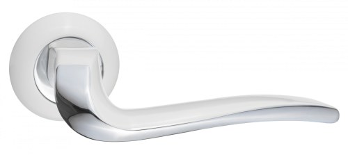 Ручки дверные RENZ INDH 424-08 SW/CP Моретти супер белый/хром блестящий