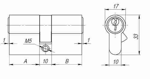 Цилиндровый механизм AX100/80 mm (35+10+35) CP хром 5 кл.