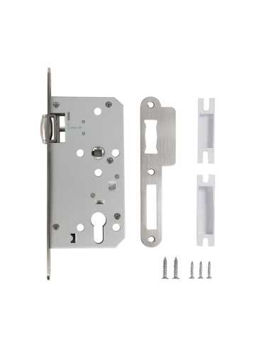 Замок Fuaro (Фуаро) врезной DD.INOX/C-55.72/R с роликовой защелкой (лиц.планка 20 мм)