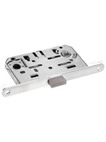 Комплект дверных ручек Morelli MH-57-R6T MSC с заверткой MH-WC-R6T MSC + магнитный замок M1895 MSC, цвет матовый хром