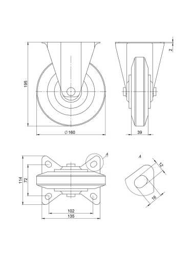 Опора Ajax (Аякс) колесная прямоходная с площадкой WL/BN-160R/140 kg резина