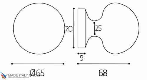 Ручка дверная кноб Venezia P20 Ø65 полированная латунь